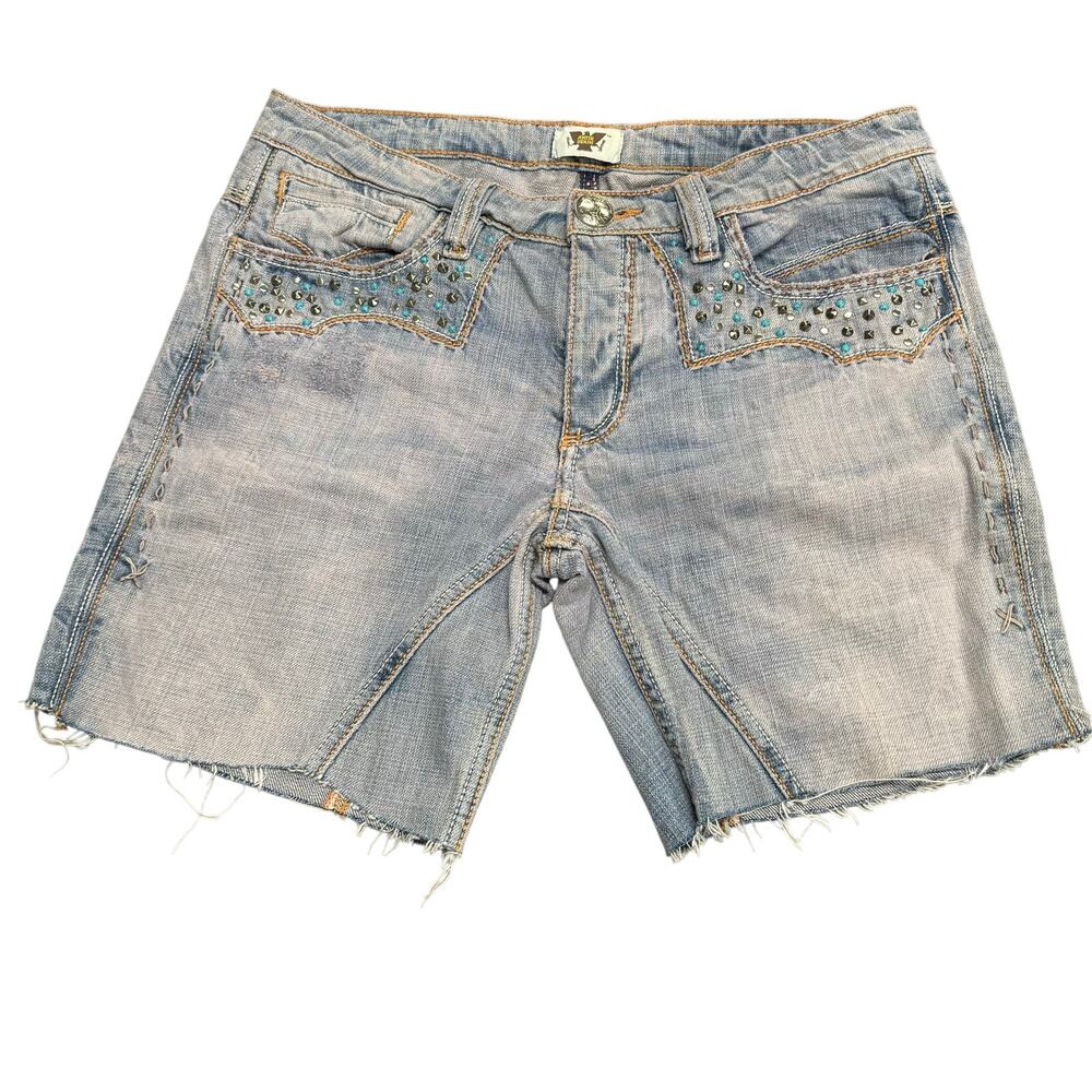 Antik Denim embellished Y2K button Fly Jean Shorts